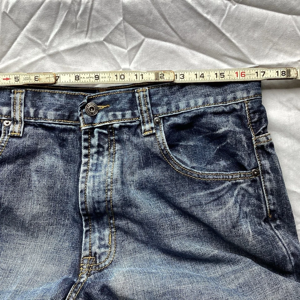 Pantalones Cortos De Colección Route 66 Para Hombres Azul Denim 34 Pantalones Cortos Relajados Envejecidos Años 90 Hip Hop Foto 4 de 4