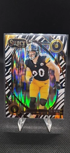 TJ Watt 2024 Panini Select ZEBRA PRIZM SHOCK CLUB LEVEL SSP! STEELERS! #294  1