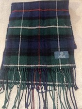 100 Pure New Wool Clans of Scotland Winter Scarf Blue Plaid