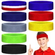 8 Pcs Boys Headbands for Sports Sweatbands Youth Basketball Headbands Colorfu...