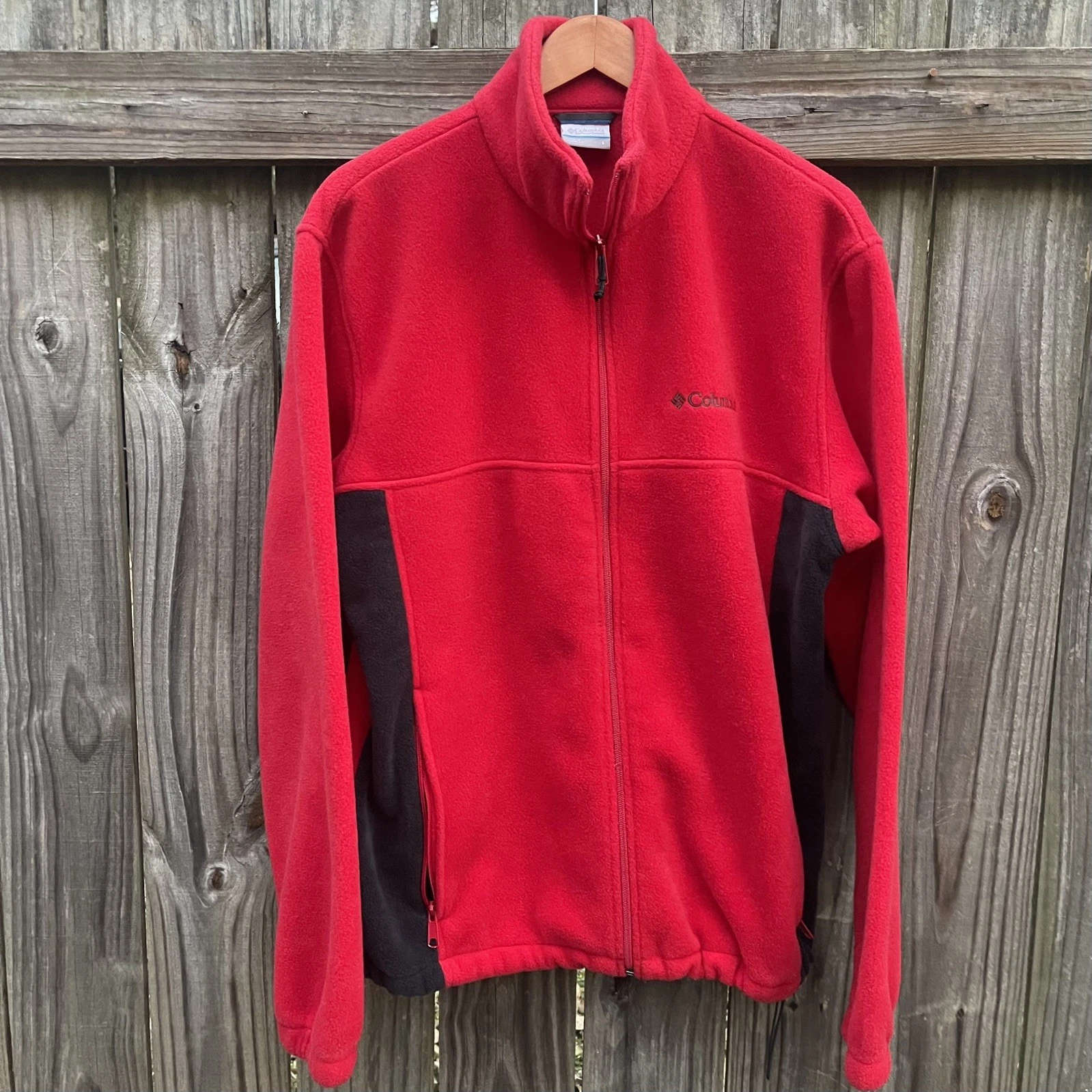 Columbia Jacket Mens L Red Black Fleece Full Zip Casual