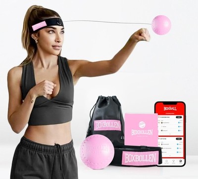 Boxbollen  Boxing Reflex Ball - Celebrity-Endorsed Home Workout Game - Pink