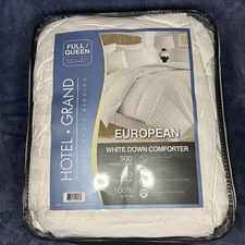 Hotel Grand European White Down Cotton Cover Full/Queen Comforter 650 Fill Power