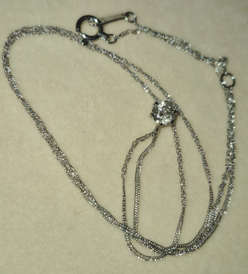 ¡HERMOSO! COLLAR SOLITARIO DE DIAMANTES 900 PLATINO NATURAL .30ct con caja de regalo $1400 Foto 3 de 4