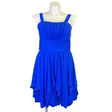 Davids Bridal Womens Bridesmaid Party Dress Chiffon Layered Skirt Blue Size 14