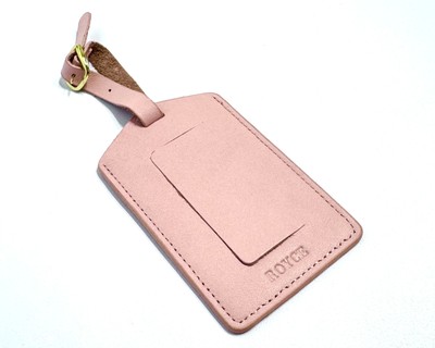 NEW ROYCE New York Luggage Tag with Privacy Flap Genuine Full Grain Leather Pink