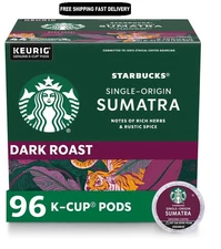 Starbucks K-Cup Coffee Pods, Dark Roast, Sumatra for Keurig Brewers, 96 pods