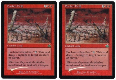 Barbed Field x2 2x 2000 Prophecy FOIL Red Uncommon Enchantment MTG NM AZ1
