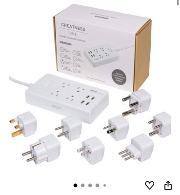 Power Strip 4 Intelligent USB ports, surge protect 4 outlets, 8 global adapters!
