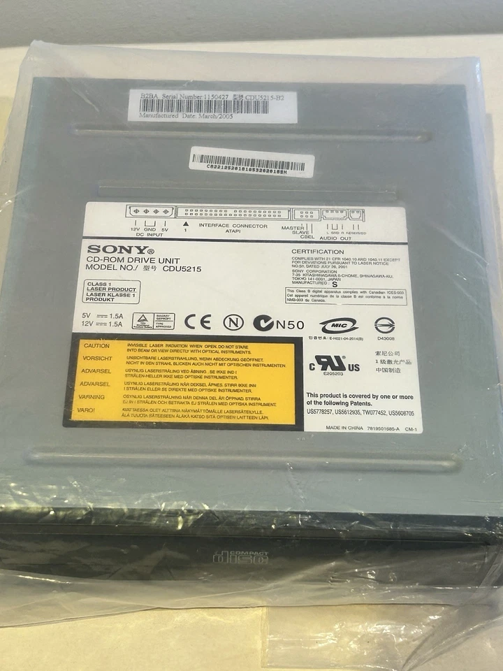 Sony CDU5215-B2 CD-ROM Drive Unit ATAPI 52x - New Unused - Image 3 of 4