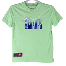 Nike Kids Small Dri-FIT Future Champs T-Shirt Lime Green FN9649-376 Loose Fit