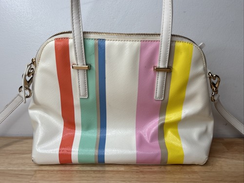 Pre-owned Kate Spade Cedar Street Multi Stripe Maise Satchel W Strap - Picture 5 of 6