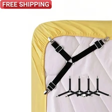 4Pcs Bed Suspender Straps Mattress Fastener Holder Triangle Grippers Sheet Clips