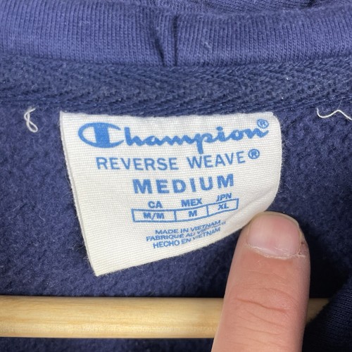 Champion Reverse Weave Hoodie Mens Size M Blue Long Sleeve Pullover Sweater - Picture 3 of 13