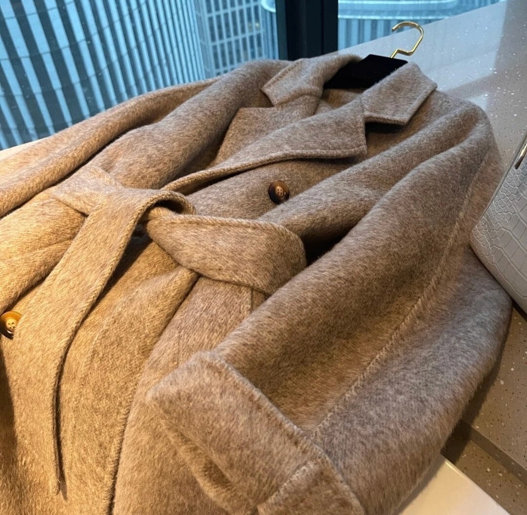 Handmade Luxury Alpaca Wool Blend With Mulberry Silk Long Coat image 5