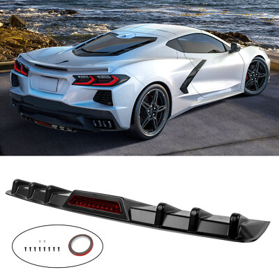 For Chevy Corvette C8 Matte Black Car Rear Diffuser Bumper Lip Spoiler Splitter