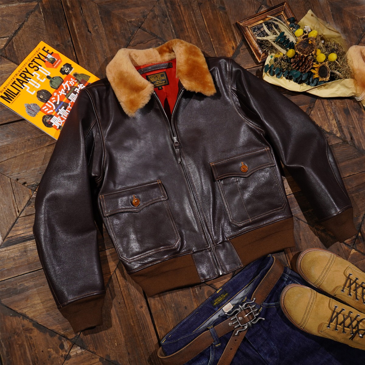 \" G-1 短丈 \" bomber jacket vintage leather Vintage Leather Jacket Type G-1 U.S.A.A.F Army Bomber Jacket