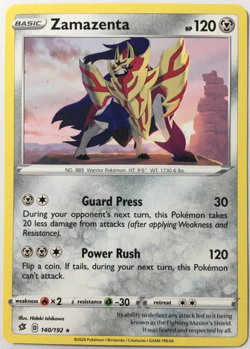 POKEMON ZAMAZENTA 140/192 REBEL CLASH RARE NEAR MINT