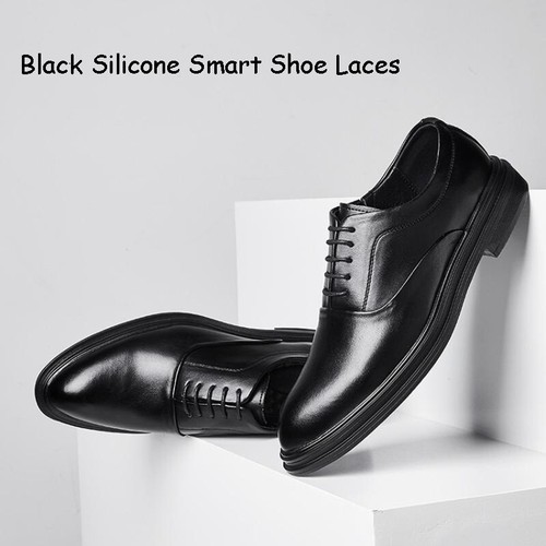 Elastic Smart Shoe Laces Silicone No Tie Black or Brown Office Adults Kids Shoes - Picture 7 of 12