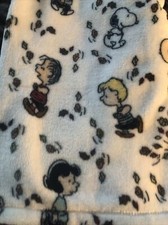 Peanuts Snoopy,Charlie B Fall Fun 50  X 70  White Soft Plush Throw NEW FAST SHIP.