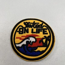 Beach Wave Sunset STOKED ON LIFE Patch Fun Chill Relaxed K043