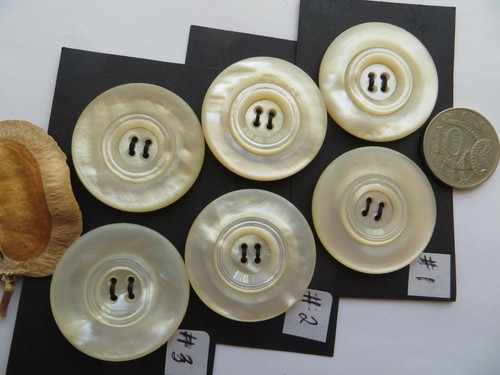20s Art Deco Antique Big Rimmed 4Hole Mother of Pearl Coat Dress Buttons-35mm - Picture 12 of 12