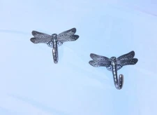 Silver Dragonfly Sturdy Hooks Wall Mounted- 3.5"X4.5"