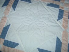 King/Queen Amish Hand Made Patchwork Mexican Star Quilt 89x107