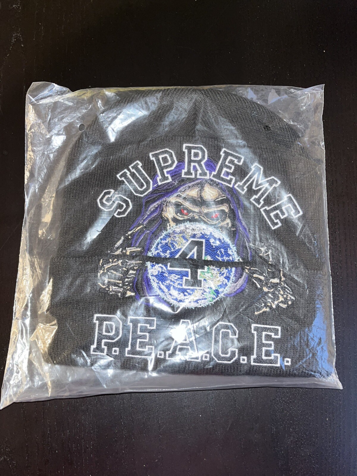 SUPREME 4 P.E.A.C.E. Black Beanie Hat