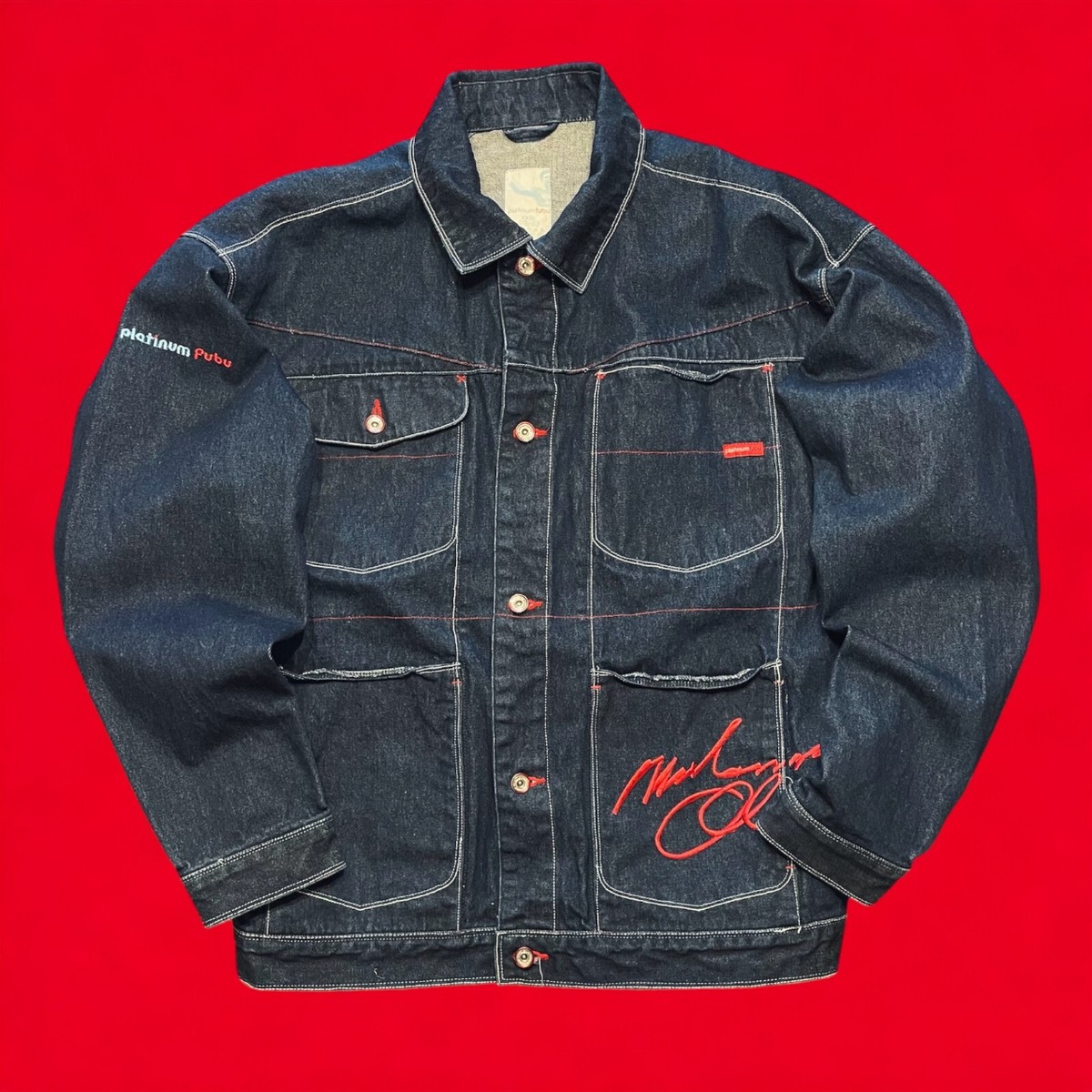 MUHAMMAD ALI VINTAGE PLATINUM FUBU DENIM CHORE JACKET 3XL Rare Y2K