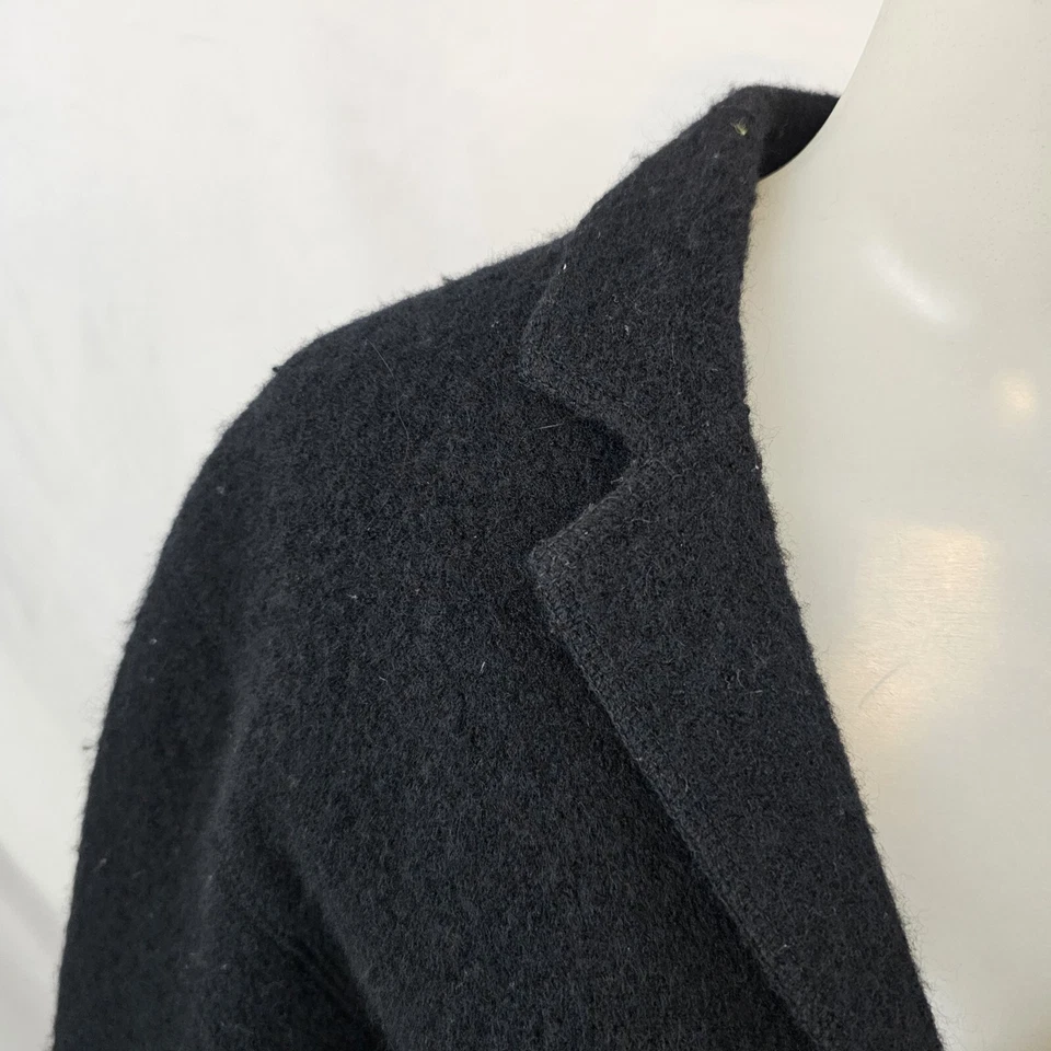 Cárdigan suéter blazer negro pequeño de lana hervida Eileen Fisher para mujer Foto 2 de 4