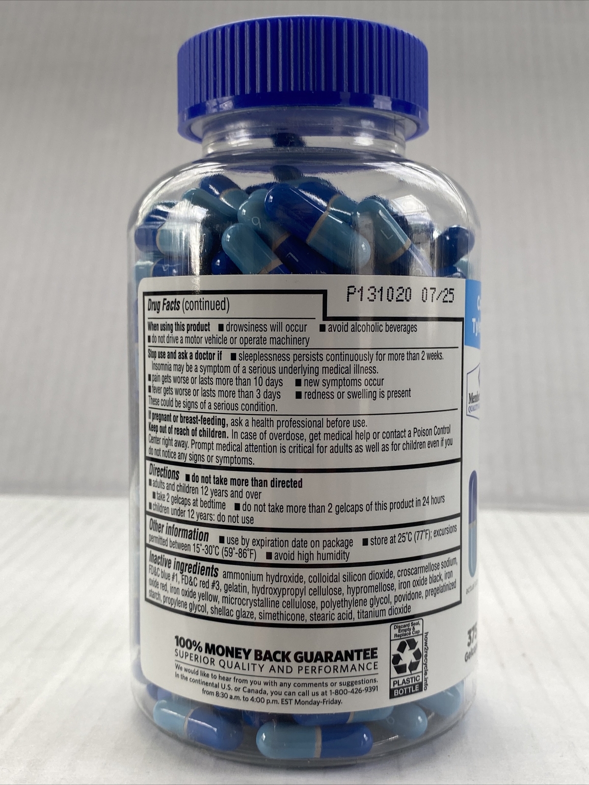 Member's Mark Acetaminophen PM 750 Total Gelcaps 500 mg Compare Tylenol