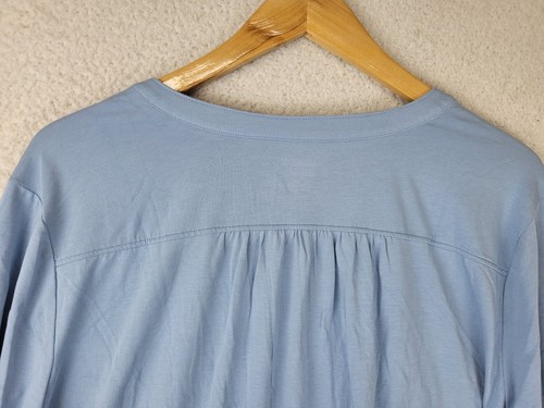 Lands' End Tunic Top Womens 3X Blue Cottage Stretch Long Sleeve Lattice Pintuck - Picture 7 of 18