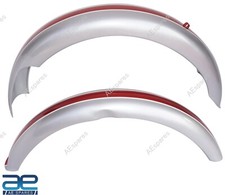 Pour Triumph T120 T100 T90 Cerise & Argenté Avant & Arrière Garde-Boue Set S2u