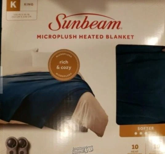Sunbeam Blue KING Size Electric Microplush Heated Blanket DUAL CONTROLS  53891158541 | eBay