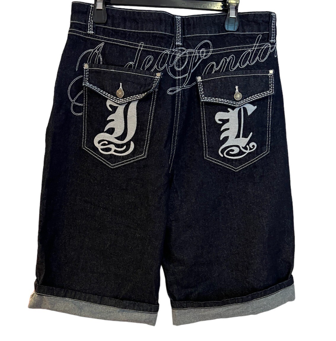 Jaded London Indigo Baggy Fit Cotton Denim Jorts Size 30 Rock Punk