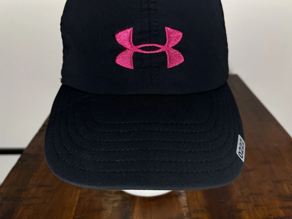 Under Armour 帽子绑带女式均码黑色粉红色涤纶氨纶 — 第 3/4 张图片