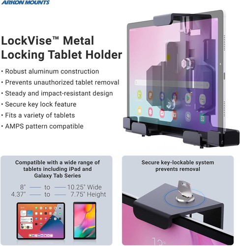 ARKON-Locking Forklift Tablet Mount, Fits iPad and Samsung Tablets - Picture 3 of 7