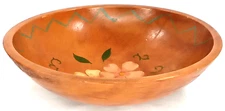 Wartime Wooden Fruit Bowl Tole Painted Flowers 1940s