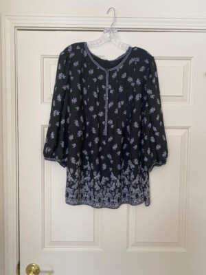 Max Studio Black and White Blouse Size 2X