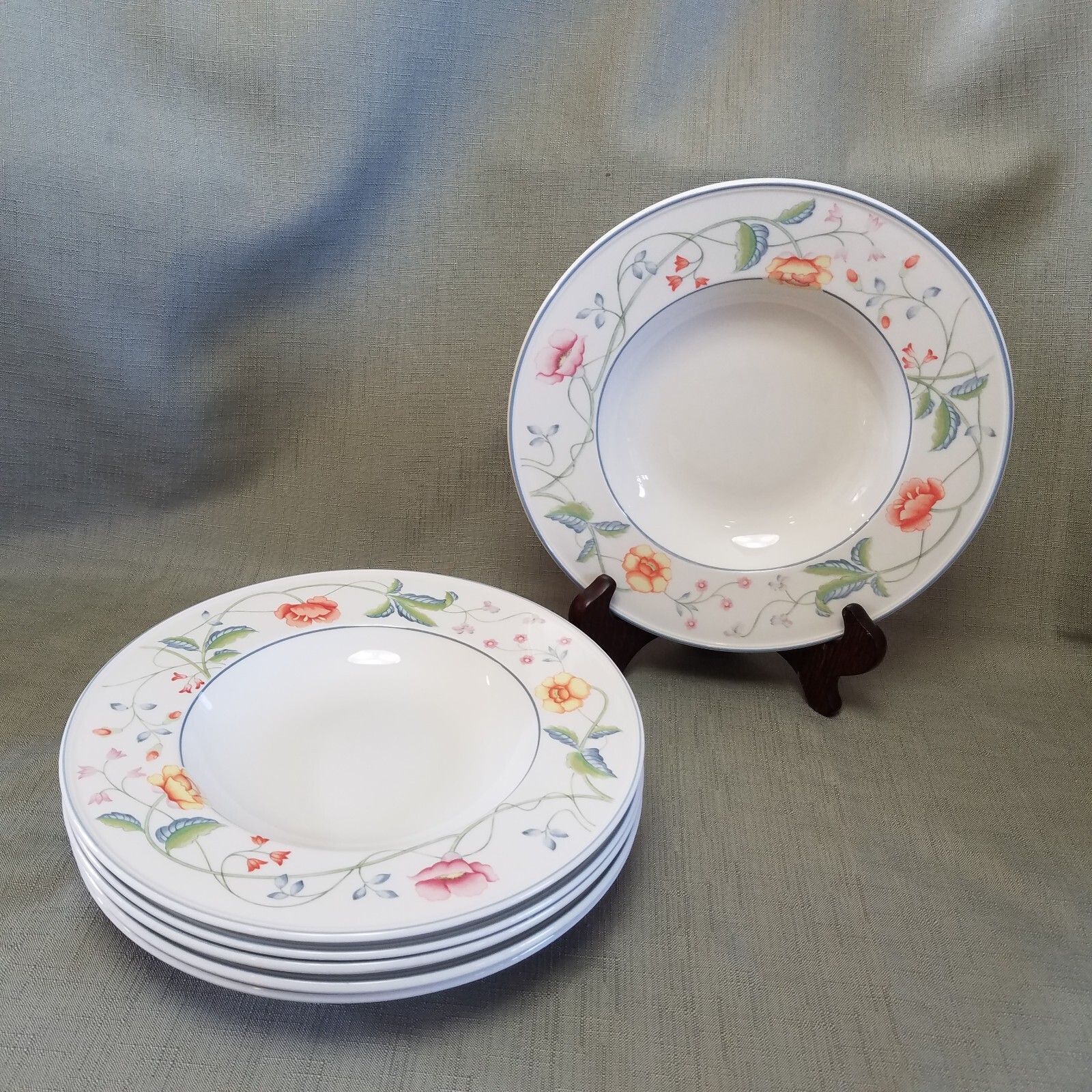 6Villeroy and Boch ALBERTINA 9 1/4" Rimmed Soup/Salad Bowls Set of 6