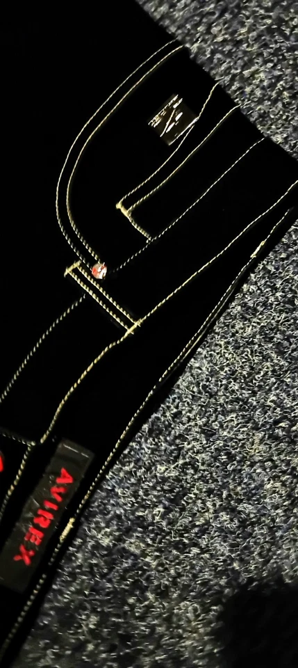 Pantalones De Colección Avirex Terciopelo Negro Grueso Blanco Cosido 38X32 Para Hombre Foto 3 de 4