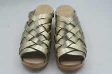 Sven Clogs 39 Made In USA Casual Gold Metallic Leather Women Sandals Slip On