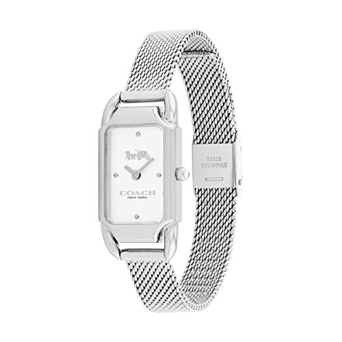 Coach Watch Women 32mm Silver Tone Square Link Band New Battery 7\
