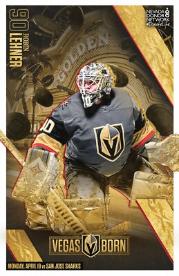 Robin Lehner game poster 4/19/21 vs. San Jose Sharks measures 11 by 17