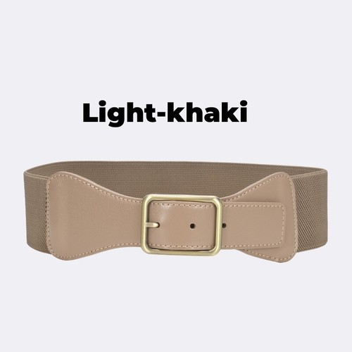 Real Leather Waist Belt Gold Buckle Elastic Waistband Dresses Jumpsuit Coat Belt - Picture 27 of 30