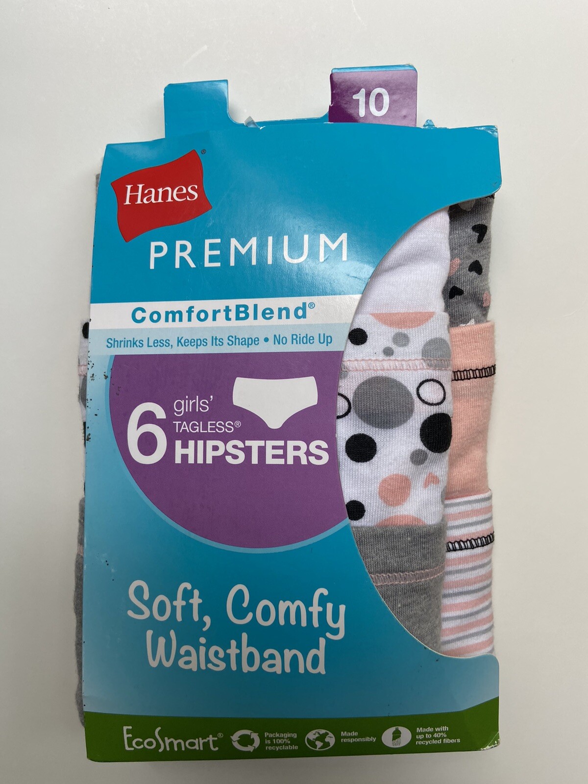 6 pk of HANES Premium Girls Hipsters Panties Underwear size 10 for sale ...