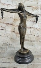 BRONZE ART DECO NOUVEAU SCULPTURE CHIPARUS LARGE MARBLE BASE FIGURINE HOME