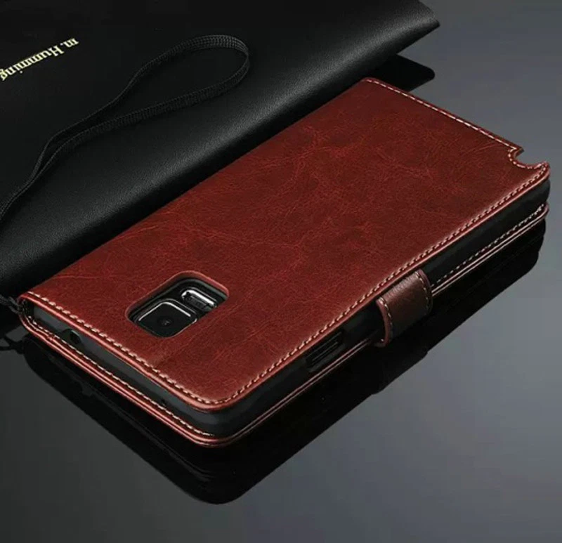 Funda tipo billetera con soporte de cuero PU marrón para Samsung Galaxy Note 3 EE. UU. Foto 4 de 4