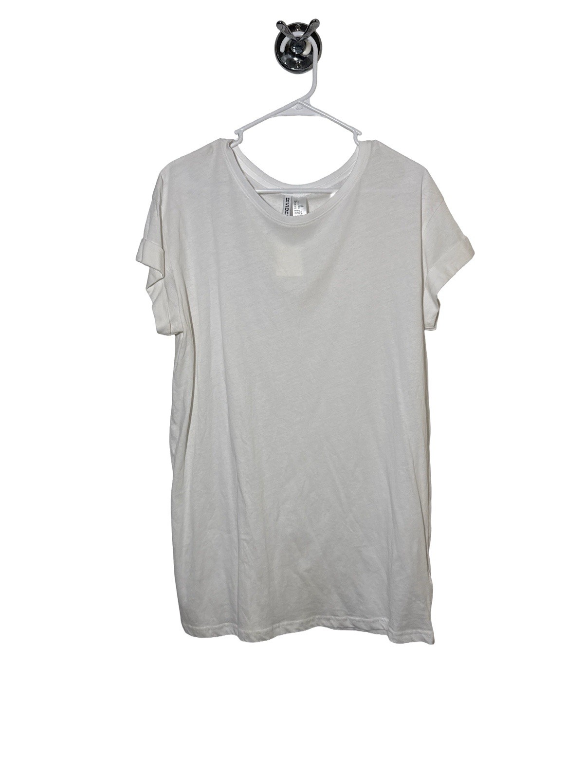 NWT Divided by H&M Women's White Cotton Jersey Short Sleeve Long T-Shirt S